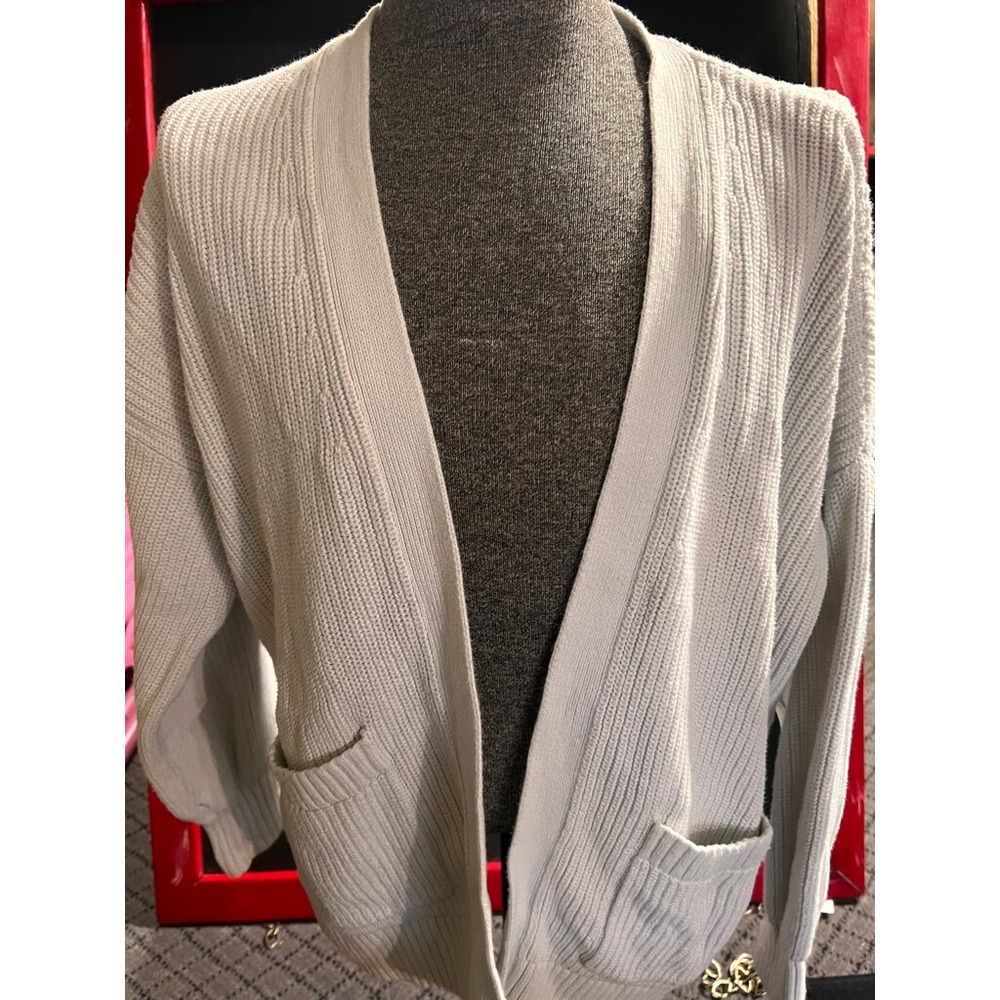 Hollister‎ Women Small Cream Open Front Cottage Pocket Knit Sweater Cardigan